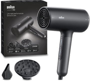 Braun Hair dryer HD4.2 Ultimate Performance, Shine & Care, HTDC Motor, 2100 Watts, Electronic Touch Control, with 2 Attachments Drying Nozzle, Curl Diffuser, BRHD425SDE - Electro Grey. - HD4.2