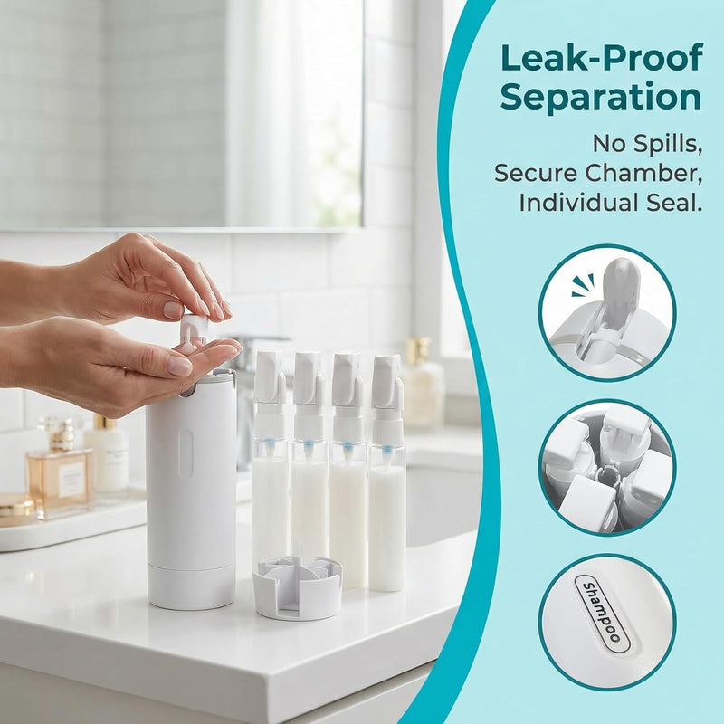 4 in 1 Travel Dispenser Bottles Refillable, 4Pack 30ML Travel Bottles for Toiletries, Portable Travel Toiletries Bottle Set, Portable Containers for Shampoo Lotion Conditioner Cream
