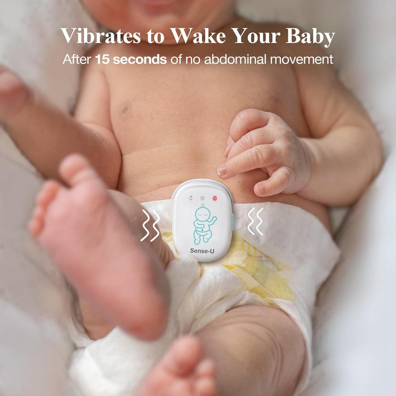 Sense-U Smart Baby Monitor Tracks Baby's abdominal Movement, Feeling Temperature and Stomach Sleeping for Baby Safety with Audio Alarm on Smartphone