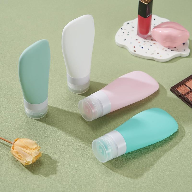 INSFIT Portable Travel Bottles, INSFIT TSA Carry On Approved Toiletries Containers, 60ml Leak Proof Squeezable Silicone Tubes, Refillable Travel Accessories for Shampoo Body Wash Liquids 4 PacK