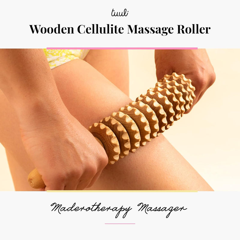 Tuuli Accessories - Curved Wooden Massage Roller for Waist and Thigh, Multi-Functional Body Roller for Cellulite Reduction and Muscle Tension, Natural Massager for Women and Men