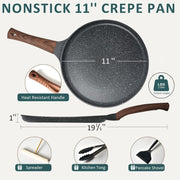 Crepe Pan, Nonstick Ceramic Dosa Tawa Pan for Pancake Omelette Tortilla Frying, Ergonomic Handle, 28 cm, Suitable for All Stoves Home Kitchen Cooking