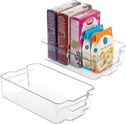 SKY-TOUCH 4 Pack Clear Stackable Storage Bins, Organizer Boxes with Handle for Kitchen Organization, Perfect for Kitchen, Fridge, Shelves, Cupboard, BPA Free - 2 pcs