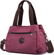 Hobo Handbags Light Nylon Crossbody Bag for Women, Multi Compartment Tote Purse Bags - Burgundy - Medium