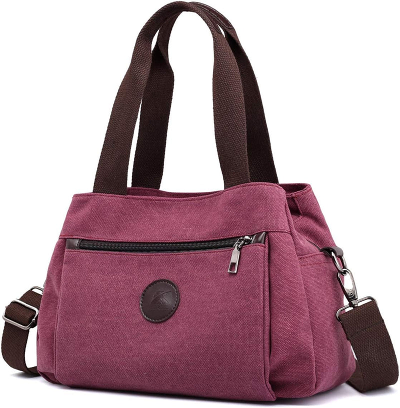 Hobo Handbags Light Nylon Crossbody Bag for Women, Multi Compartment Tote Purse Bags - Burgundy - Medium