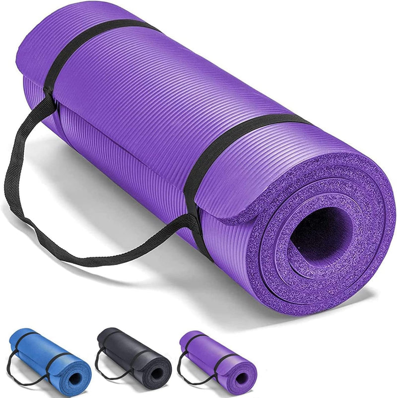 SKY-TOUCH Yoga Mat Non Slip, Yoga Mat with Strap Included 10mm Thick Exercise Mat Ideal for HiiT, Pilates, Yoga and Many Other Home Workouts - Purple - new