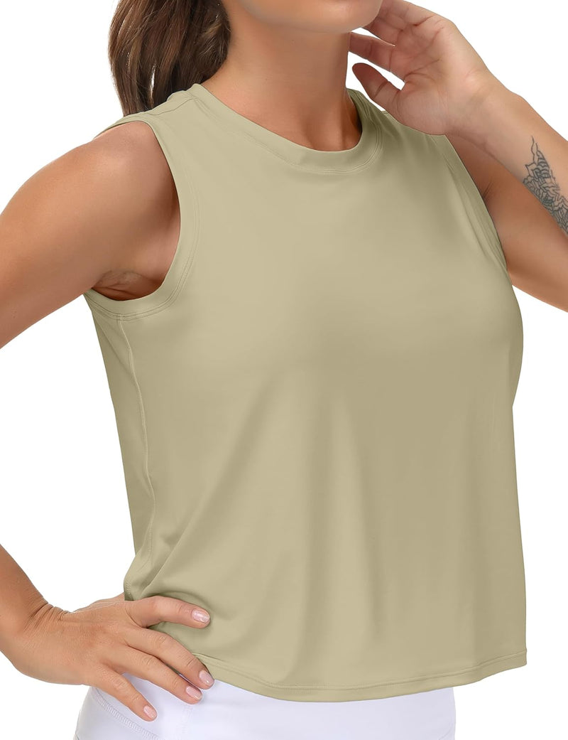 THE GYM PEOPLE Ice Silk Workout Tops for Women Quick Dry Muscle Gym Running Shirts Sleeveles