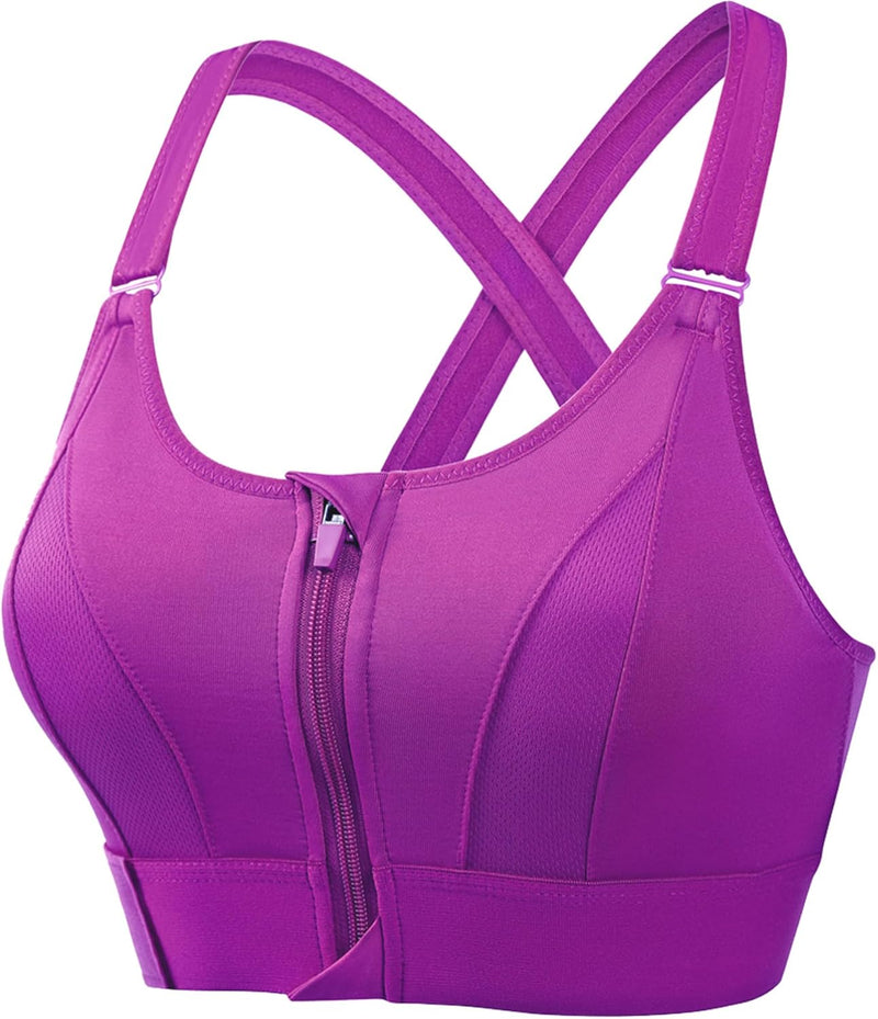 Dress Cici Zip Front Sports Bra, Longline High Impact Sports Bras