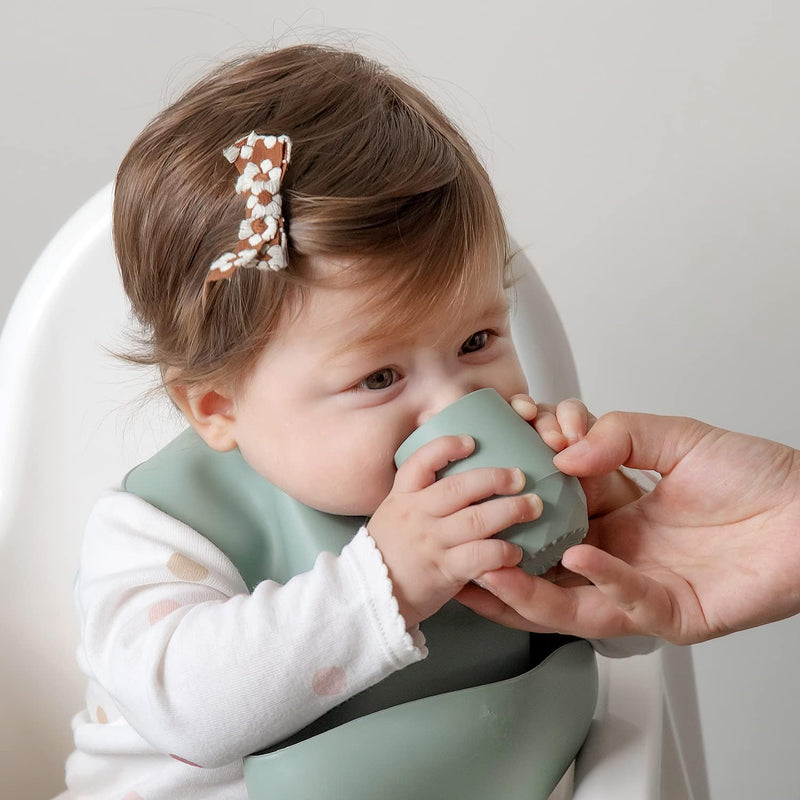 SAMiGO Silicone Baby Cups Tiny Cups for 6-12 Month Infants - Baby Led Weaning Cups for Training - Open Cup Set - 2 Pack