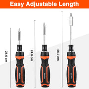ValueMax Ratcheting Screwdriver, 9-In-1 Multi Screwdriver, Adjustable Length, High-Strength Bits, Phillips, Slotted, Torx, Hex, Nut Driver