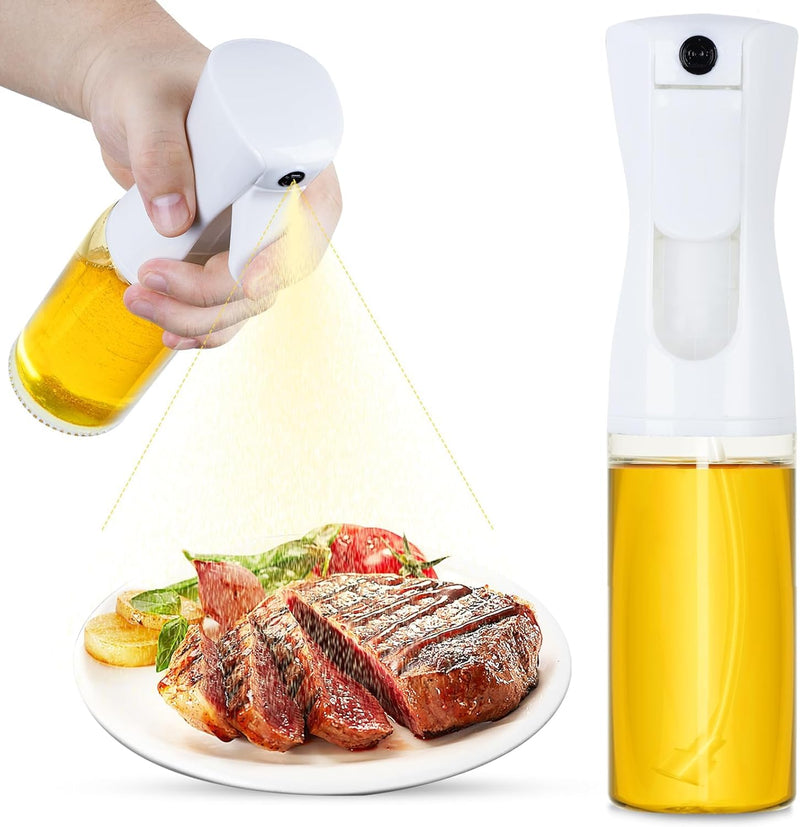 MOMENT Oil Sprayer For Cooking, 220ML Oil Sprayer Mister Bottle with Large Spout for Multiple Oils,Kitchen Gadgets Accessories Olive Oil Spray for Cooking,Barbecue,Salad and Air Fryer(Black) - White 220 ÙÙÙÙØªØ±