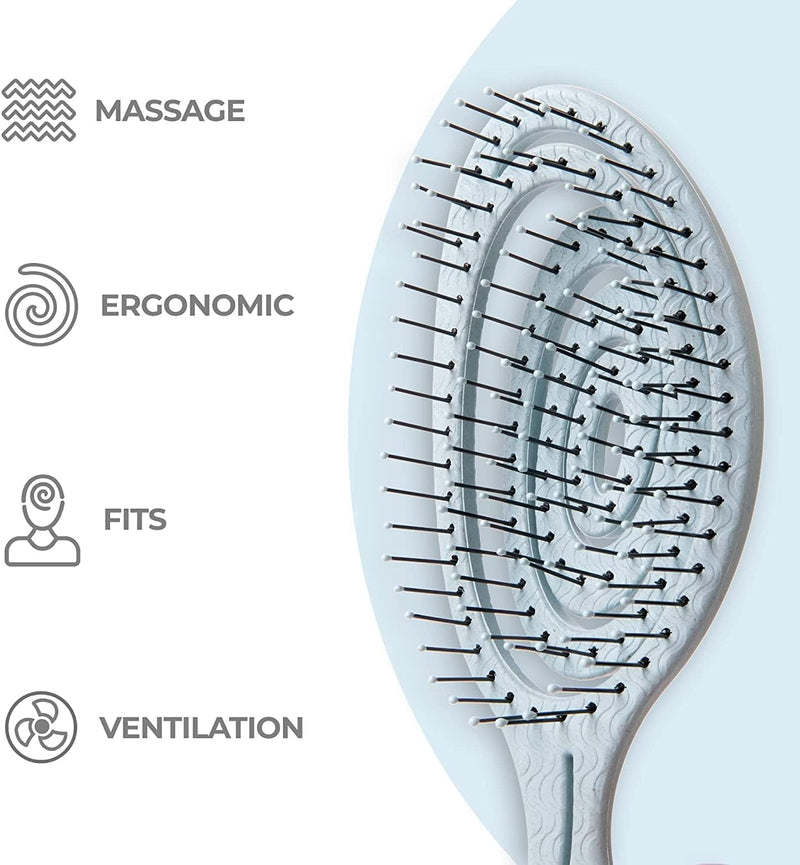 Ninabella Organic Detangling Hair Brush for Women, Men & Children - Does not Pull on Hair - Hair Straightening Brushes for Straight, Curly & Wet Hair - Unique Spiral Hairbrush, Rose Gold