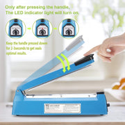 MOMENT Heat Sealer Machine Manual Bags Sealer Heat Sealing machine 8 Inch Sealer Machine for Plastic Bags PE PP Bags with Extra Replace Element Grip