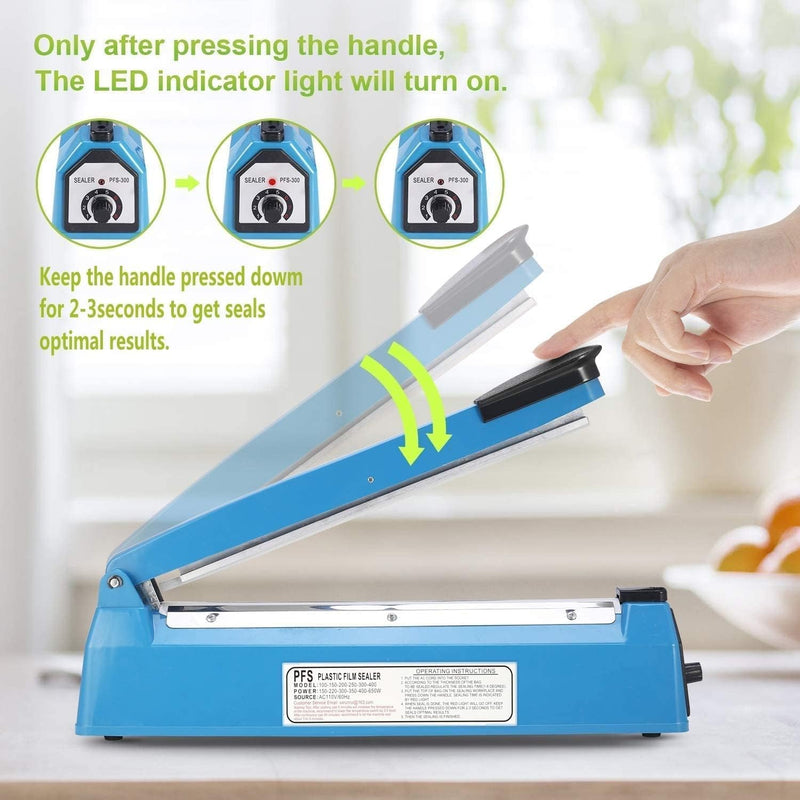 MOMENT Heat Sealer Machine Manual Bags Sealer Heat Sealing machine 8 Inch Sealer Machine for Plastic Bags PE PP Bags with Extra Replace Element Grip