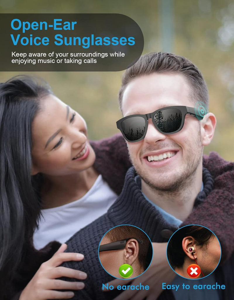 OKH Bluetooth Sunglasses with Polarized Lens, Wireless Smart Audio Glasses for Men Women, Open-Ear Headphones with Built-in Mic for Hands-Free Calling and Music