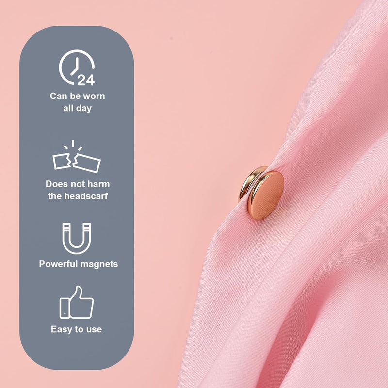 Pack of 8 Hijab Magnetic Pins, 1.4 cm, Versatile Hijab Magnetic Pins, Hijab Magnets, Without Hooks, Strong Magnetic Hijab Pins, Needle-less Brooch for Women, Clothing