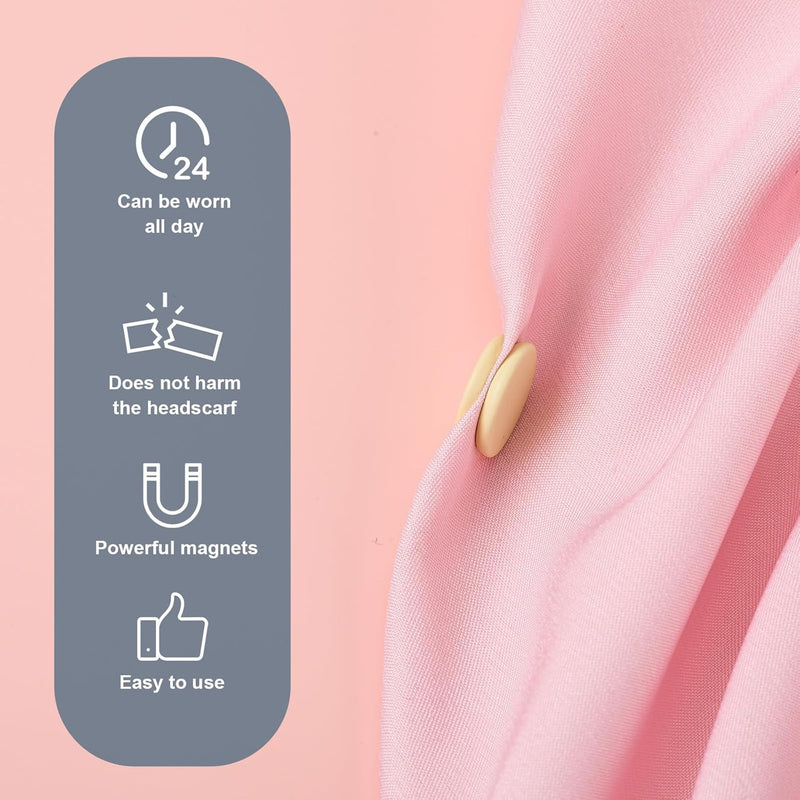 Pack of 8 Hijab Magnetic Pins, 1.4 cm, Versatile Hijab Magnetic Pins, Hijab Magnets, Without Hooks, Strong Magnetic Hijab Pins, Needle-less Brooch for Women, Clothing