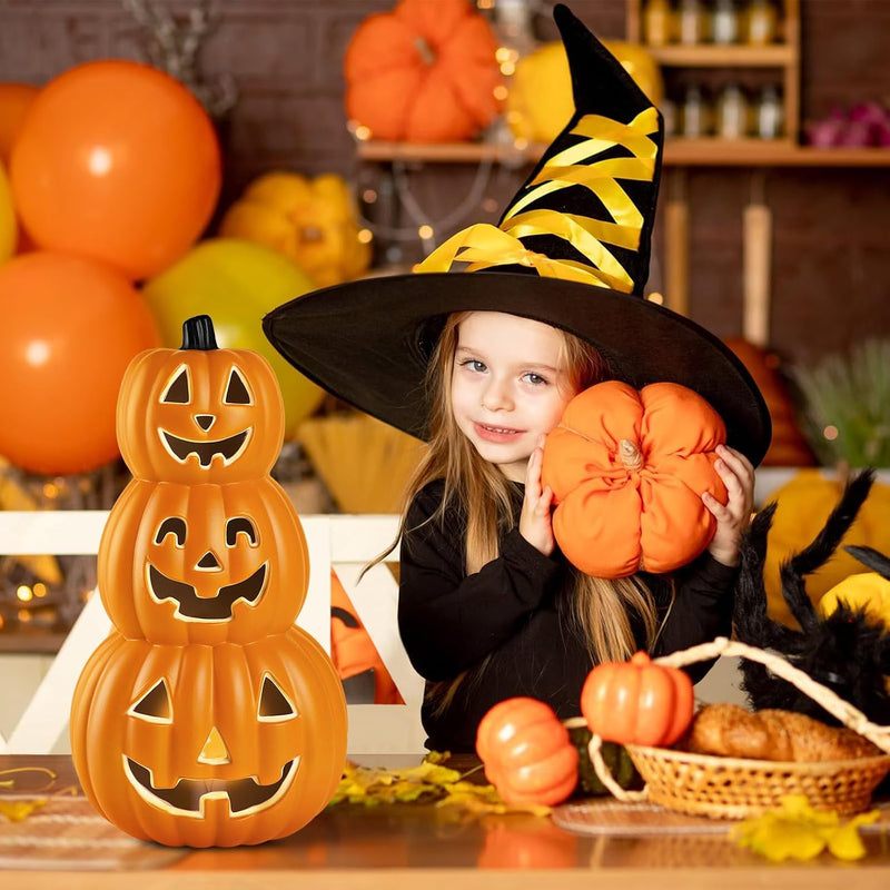 Jorunb Halloween Pumpkin Decoration,Halloween Pumpkin Lantern light Decor,Hollowed Pumpkin LED Lamp,Battery Operated Pumpkin Lantern for Halloween Decoration,Autumn Decoration (23 23 35cm)