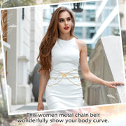 Women's Hang Low Multi Link Waist Chain, Waist Chain Belt in Gold Tone Mult Layer Women Metal Chain Belt, Adjustable Waist Link Belt Skinny Waistband Chain Decor Belts for Dress Jeans