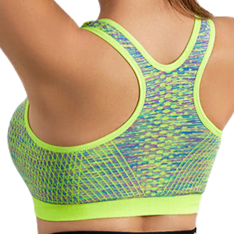 Dress Cici Zip Front Sports Bra With Racerback And Colorful Fabric