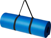 Extra Thick Exercise Yoga Gym Floor Mat with Carrying Strap - Blue
