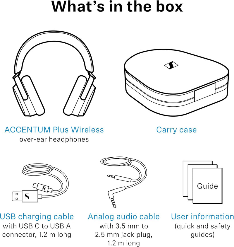 Sennheiser Consumer Audio ACCENTUM Plus Wireless Bluetooth Headphones - Quick-Charge Feature, 50-Hr Battery Playtime, Adaptive Hybrid ANC, Sound Personalization, Touch Controls Black