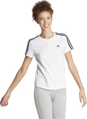 womens Essentials Slim 3-Stripes T-Shirt - White/Black