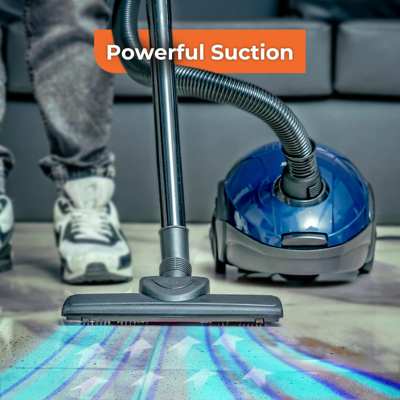 Geepas Vacuum Cleaner GVC2595-Handheld & Stick, 1.5L Dust Bag Capacity, 1400W Powerful Motor Comfortable Handle, Rolling wheels with Easy Parking Nozzle and Dust Full Indicator