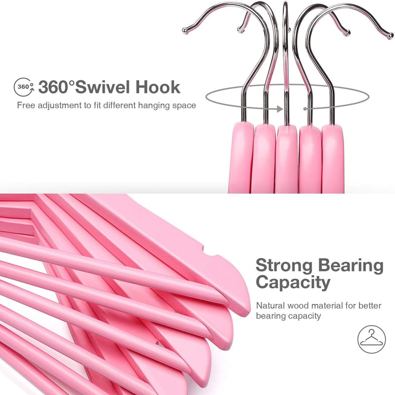 HOUSE DAY Wooden Baby Hangers for Closet 20 Pack, Kids Wooden Hangers Baby Clothes Hangers, 360° Swivel Hook Heavy Duty Toddler Hangers Baby Coat Hangers for Suits, Pants and Jackets, Natural