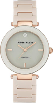 Damenuhr mit Keramikarmband, AK/1018BKBK - Tan/Rose Gold