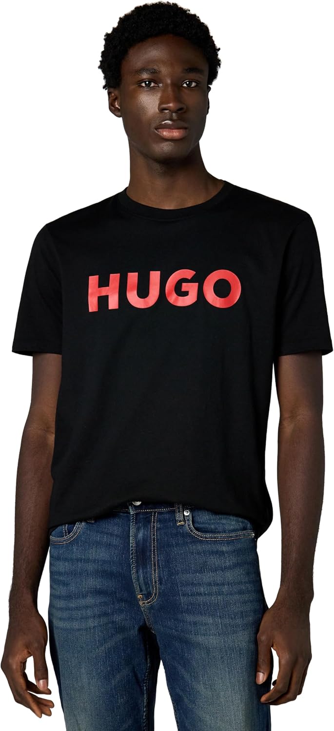 HUGO mens Print Logo Short Sleeve T-shirt T-Shirt - Black