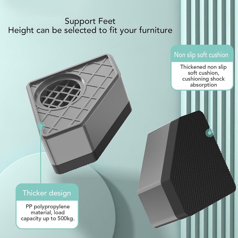 4PCS Anti Vibration Pads for Washing Machine, Universal Washer Dryer Stabilizer Support Feet Dryer Washer Raise Cushion, Stops Washer Dryer Moving, Shockproof, Noise Canceling