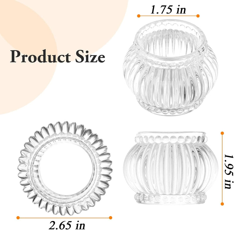 MAKINGTEC Clear Tealight Candle Holder Set of 12, Clear Glass Tealight Candle Holders for Wedding Party, Tea Light Candles Holder Bulk for Centerpiece Thanksgiving Christmas Party (2 X1.4, Clear)