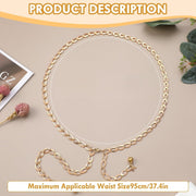 Luxurious Gold Tone Metal Chain Belt for Women, Adjustable Belly Dance Body Link Dress Belt, Elegant Statement Jewelry Accessory for Party and Wedding