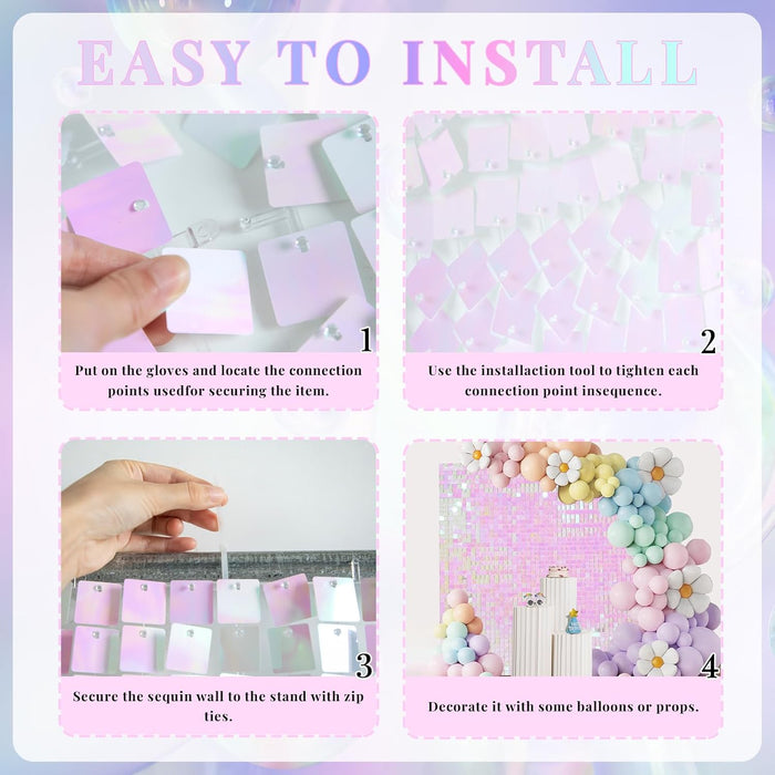 Kate Shimmer Wall Backdrop Sliver Wall Panels 12Pcs Square Sequin Shimmer Wall Backdrop Decoration for Birthday Party,Wedding, Anniversary