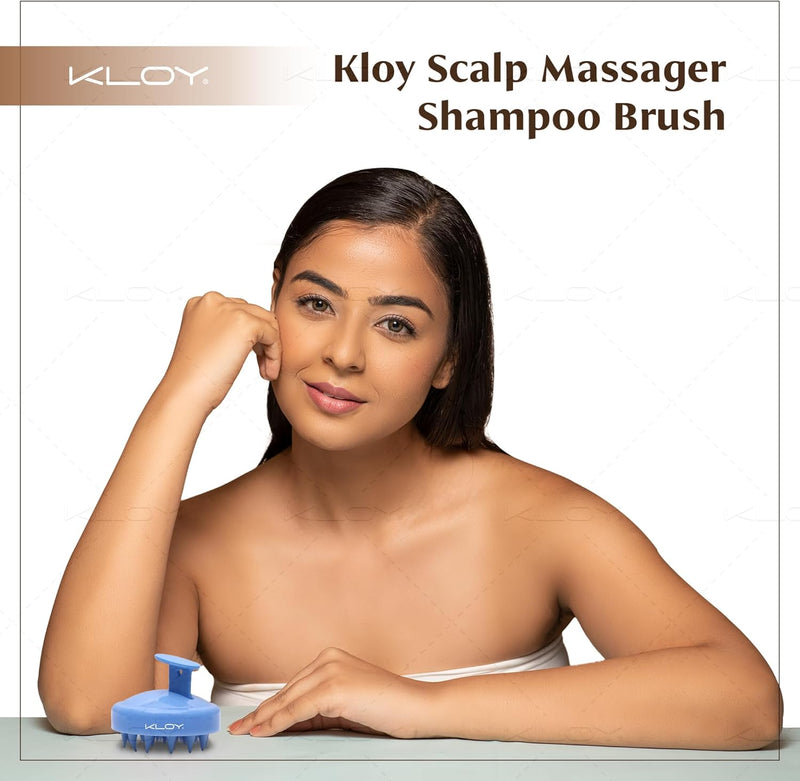 KLOY Round Hair Scalp Manual Massager Shampoo Hair Brush, Super Soft Bristles for Exfoliating, Anti-Dandruff (Blue)