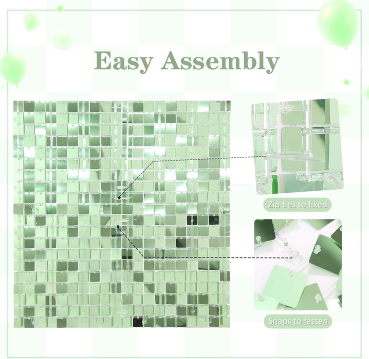 LuoluoHouse Shimmer Wall Panel Sequin Backdrop Panels 12 Packs-Iridescent Silver Backdrop for Graduation Anniversary Backdrop Wall Backdrops Engagement Decoration