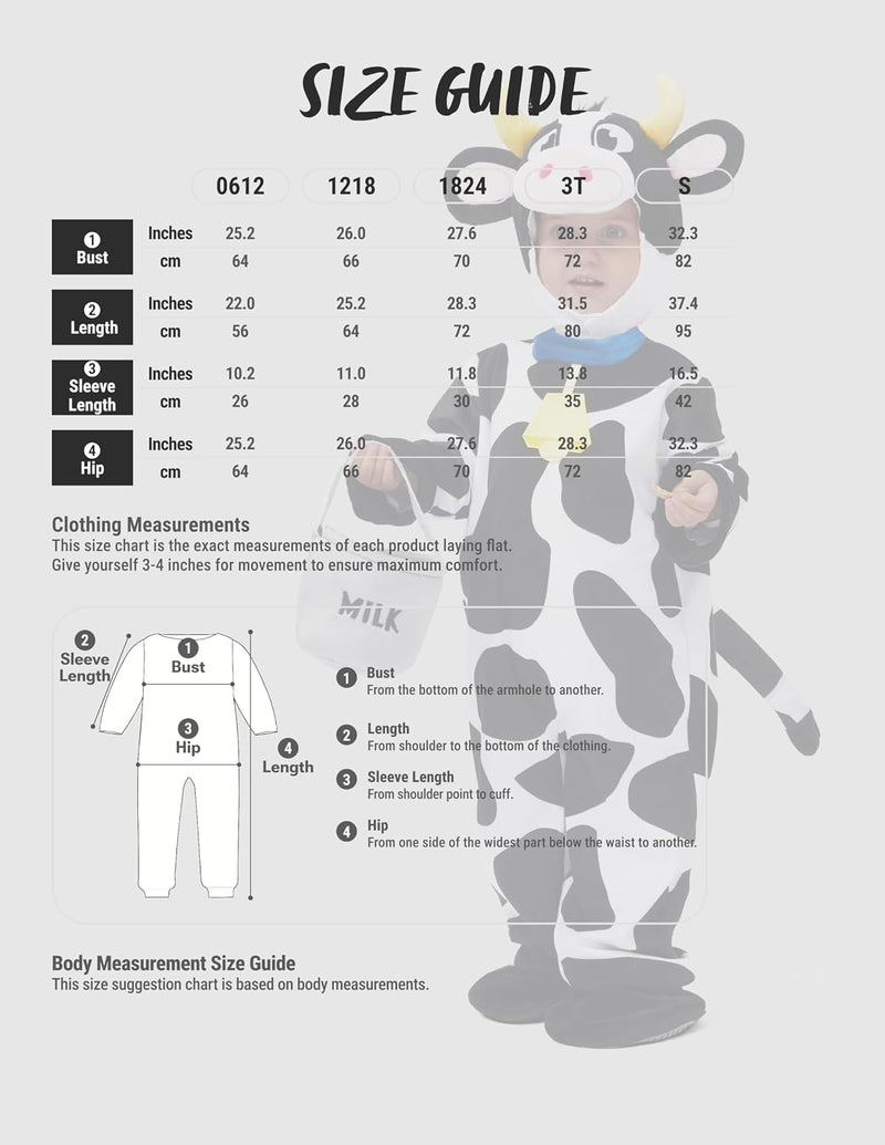 Spooktacular Creations Unisex Baby Cow Costume Jumpsuit Outfit with Milking Bucket for Infant Child Boys and Girls