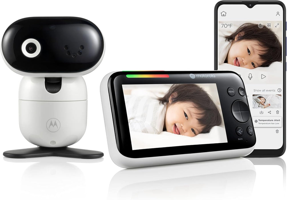 Motorola Nursery PIP1610 - Two 5" Display HD Camera Baby Monitors W/ 2-Way Audio, WiFi, App Connectivity, & 1000 FT Range - Wall Mount W/Remote Pan/Tilt/Zoom, Room Temp, & Lullabies