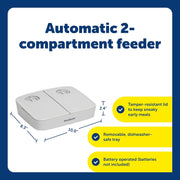PetSafe Analog 2 Meal Programmable Pet Feeder, Dry or Semi-Moist Pet Food Dispenser, Slow Feed Portion Control (3 Cup/16 Ounce Total Capacity), Tamper-Resistant Design, Gray - 2-Meal Feeder