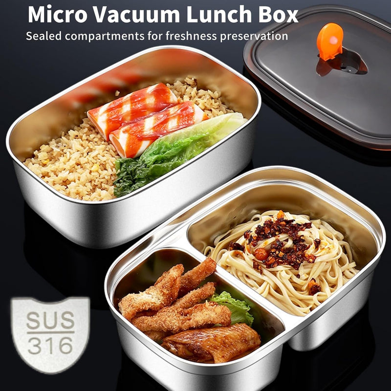 Lunch Box Bento Lunch Box 316 Stainless Steel Lunch Box 1200ML1 1700ML1 For Adults Micro-Pressure Freshness-Locking Technology with Cutlery And Thermal Bag