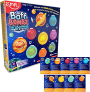 9 x Solar System Bath Bombs Gift Set, 9 x Planetary Fact Cards, Educational Planet Bath Bombs for Children, Science Kits for Boys & Girls, Bath Toy Birthday Presents, Learning Pocket Money Gifts - Planet Baff Bombz Planet Baff Bombz