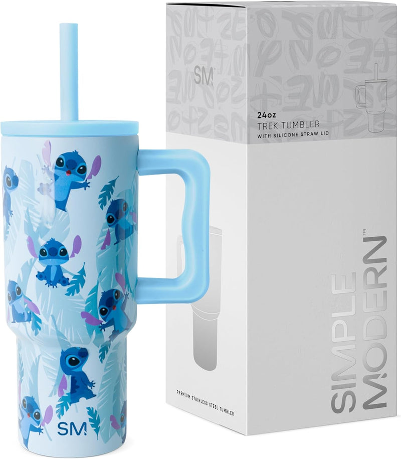 Simple Modern Kids 24 oz Tumbler with Handle and Silicone Straw Lid | Spill Proof and Leak Resistant | Reusable Stainless Steel Bottle | Gift for Kids Boys Girls | Trek Collection | Asteroid