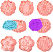 Sakolla (Set of 8) Christmas Cookie Cutters with Plunger Stamps Set, Gingerbread Boy/Girl Snowman Santa Claus Snowflake Christmas Tree Reindeer Cookie Cutters - flower