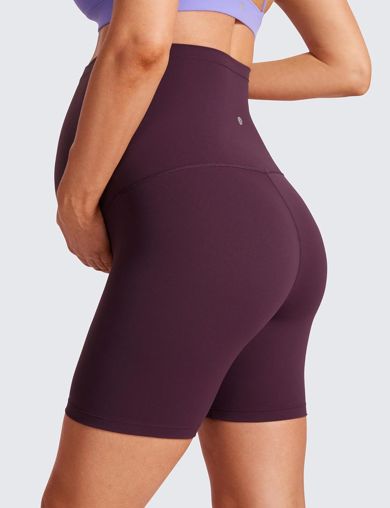 CRZ YOGA Womens Butterluxe Maternity Yoga Biker Shorts Over The Belly 4" / 6" - Pregnancy Workout Running Athletic