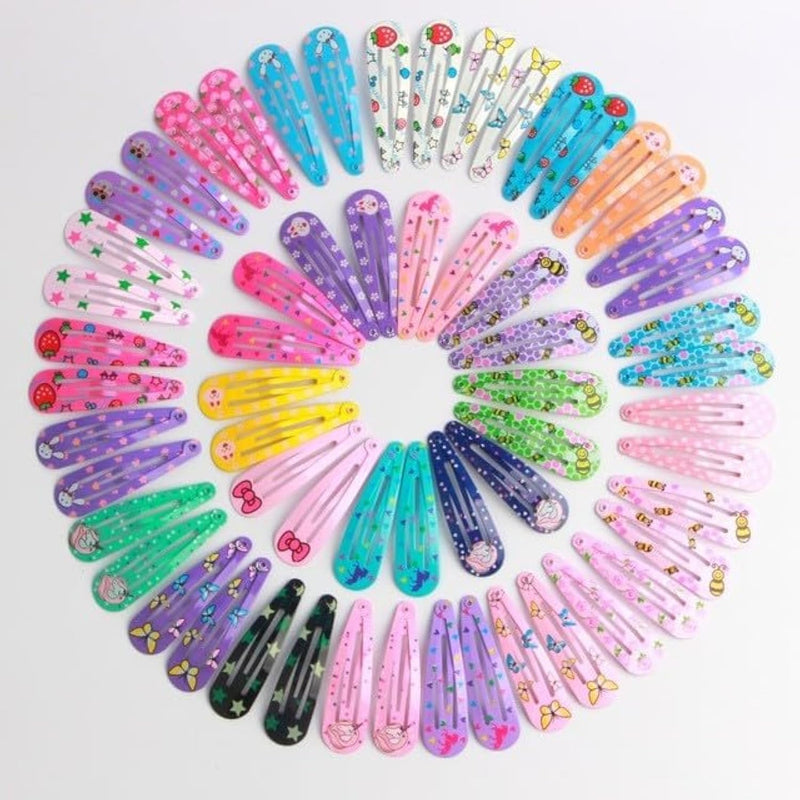 Snap Hair Clips, 100pcs Non-Slip Metal Barrettes Cute Toddlers Hair Clips Assorted Colors 2inch for Girls, Women