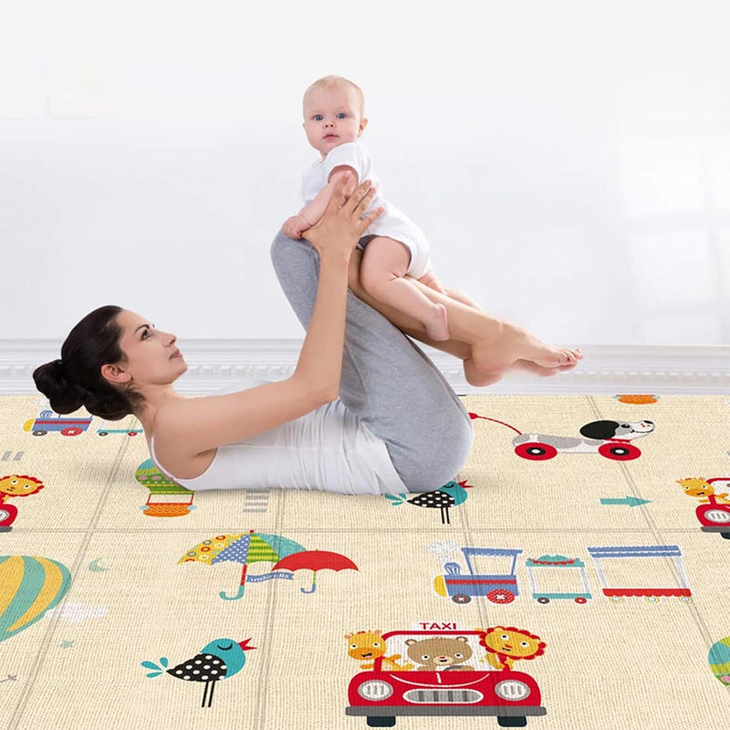 Baby Play Mat New Version Crawling Playmat Foam Foldable Reversible Waterproof Non-Toxic and Portable 180x200x1cm