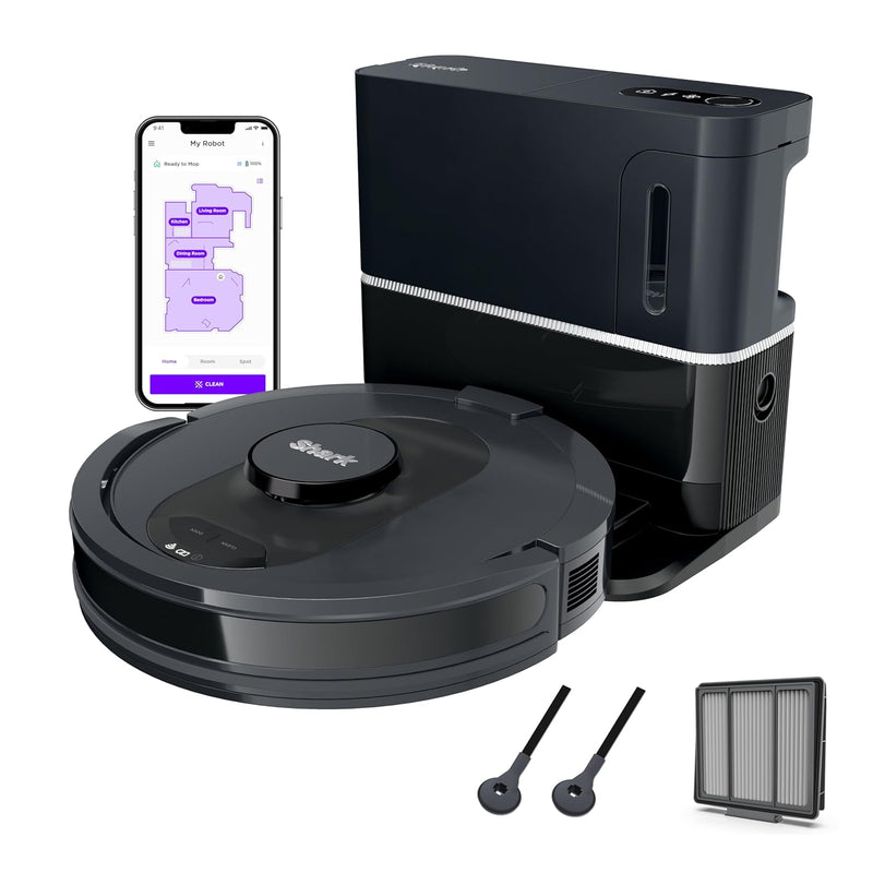 Shark AV2501S AI Robot Vacuum with HEPA Self-Empty Base, Bagless, 30-Day Capacity, LIDAR Navigation, Perfect for Pet Hair, Compatible with Alexa, Wi-Fi Connected, Dark Grey