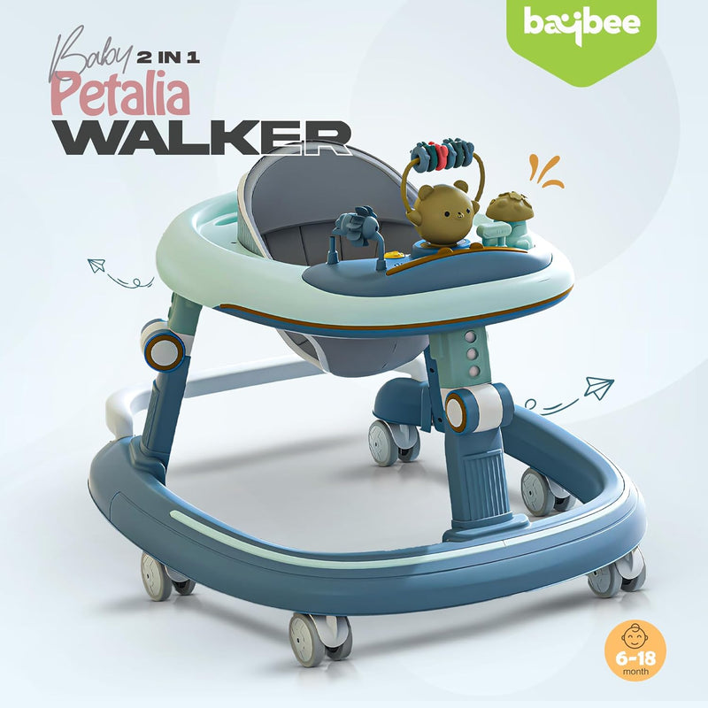 Baybee Petalia 2 in 1 Baby Walker for Kids, Round Kids Walker with 5 Position Adjustable Height | Activity Walker for Baby with Musical Bar, Toddler Activity Walkers for Babies 6-18 Months (Pink)