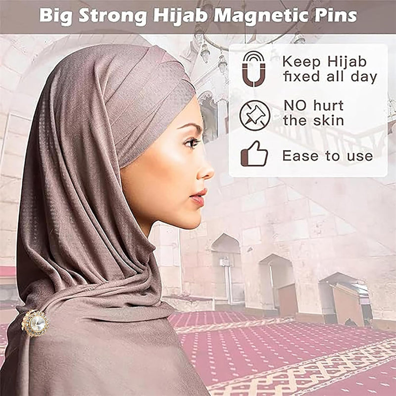 PIWINE Hijab Magnetic Pins,Multi-Use Rhinestones Hijab Magnet,Strength Magnetic Pins for Hijab,Strongest Commercial Strength Magnetic Hijab Pins Clips for Women Scarf Hijab Pins.